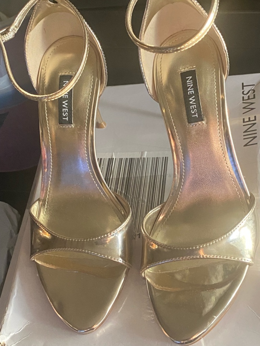 Nine West Metallic Gold Ankle-Strap Heels